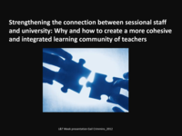 Strengthening the connection between sessional staff and university: Why and how to create a more cohesive and integrated learning community of teachers