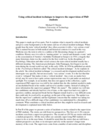 Using critical incident technique to improve the supervision of PhD students