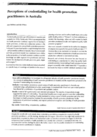 Perceptions of credentialling for health promotion practitioners in Australia