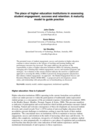 The place of higher education institutions in assessing student engagement, success and retention : a maturity model to guide practice