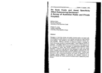 Do Sunk Costs and Asset Specificity Affect Outsourcing Decisions? A Survey of Australian Public and Private Hospitals