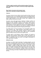 Human capital, innovation and the productive ageing: Growth and senior aged health in the regional community through engaged higher education