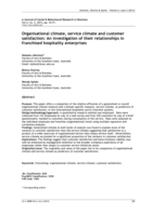 Organisational climate, service climate and customer satisfaction: An investigation of their relationships in franchised hospitality enterprises