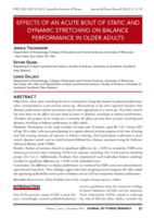 Effects of an Acute Bout of Static and Dynamic Stretching on Balance Performance in Older Adults