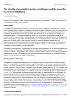 The Identity of counselling and psychotherapy and the quest for a common metatheory