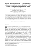 Parents Managing Clubfoot: A Content Analysis of Internet Based Social Support Behaviors with a Focus on Uncertainty Management and Health Communication