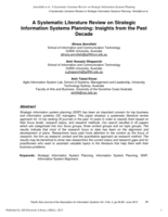 A Systematic Literature Review on Strategic Information Systems Planning: Insights from the Past Decade