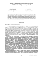 Mental computation, number sense and general mathematics ability-are they linked?