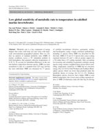 Low global sensitivity of metabolic rate to temperature in calcified marine invertebrates