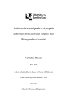 Antibacterial natural products of propolis and honeys from Australian stingless bees (Tetragonula carbonaria)