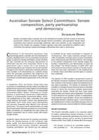 Australian Senate Select Committees: Senate composition, party partisanship and democracy