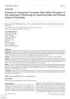 Exposure to “Exergames” Increases Older Adults’ Perception of the Usefulness of Technology for Improving Health and Physical Activity: A Pilot Study