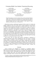 Evaluating Middle Years Students' Proportional Reasoning