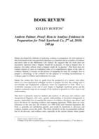 Book Review: Andrew Palmer, Proof: How to Analyse Evidence in Preparation for Trial, (Lawbook Co, 2nd ed, 2010) 248 pp
