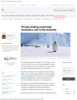 Private funding could help Australia's role in the Antarctic
