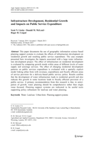 Infrastructure Development, Residential Growth and Impacts on Public Service Expenditure