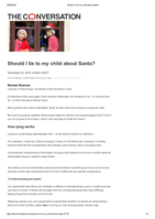 Should I lie to my child about Santa?