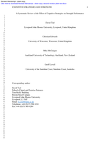 A Systematic Review of the Effect of Cognitive Strategies on Strength Performance