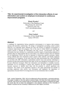 The interaction effects of cost information and control on employee involvement in continuous improvement programs