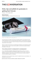 Hints, tips and pitfalls for graduates in getting their first job