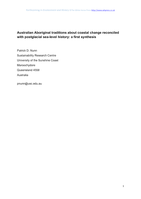Australian Aboriginal traditions about coastal change reconciled with postglacial sea-level history: a first synthesis