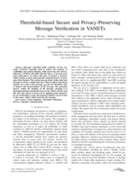 Threshold-based secure and privacy-preserving message verification in VANET