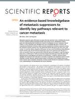 An evidence-based knowledgebase of metastasis suppressors to identify key pathways relevant to cancer metastasis