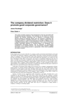 The company dividend restriction: Does it promote good corporate governance?