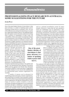 Professionalizing Peace Research in Australia: Some Suggestions for the Future