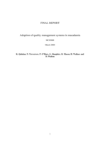 Adoption of quality management systems in macadamia. Report Series: MC03008