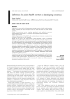 Definitions for public health nutrition: a developing consensus
