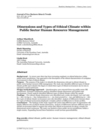 Dimensions and Types of Ethical Climate within Public Sector Human Resource Management