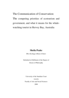 The Communication of Conservation: The competing priorities of ecotourism and government, and what it means for the whale-watching tourist in Hervey Bay, Australia