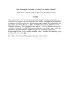 Does Relationship Marketing Stem First-Year Student Attrition?