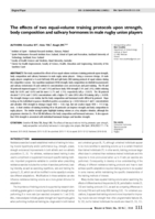 The effects of two equal-volume training protocols upon strength, body composition and salivary hormones in male rugby union players