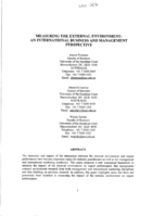 Measuring the External Environment: an International Business and Management Perspective