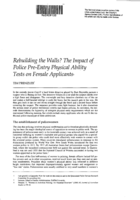 Rebuilding the walls?: the impact of police pre entry physical ability tests on female applicants