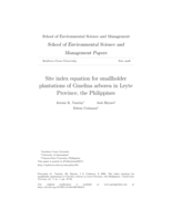 Site Index Equation for Smallholder Plantations of Gmelina arborea in Leyte Province, the Philippines