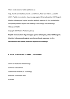 Peptide immunization of guinea pigs against Chlamydia psittaci (GPIC agent) infection induces good vaginal secretion antibody response, in vitro neutralization and partial protection against live challenge