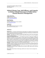 Ethical Climate Type, Self-Efficacy, and Capacity to Deliver Ethical Outcomes in Public Sector Human Resource Management
