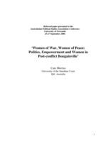 Women of War, Women of Peace: Politics, Empowerment and Women in Post-conflict Bougainville