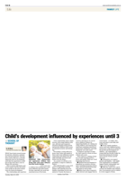 Child’s development influenced by experiences until 3