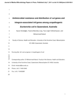 Antimicrobial resistance and distribution of sul genes and integron-associated intI genes among uropathogenic Escherichia coli in Queensland, Australia