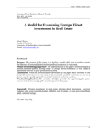 A Model for Examining Foreign Direct Investment in Real Estate
