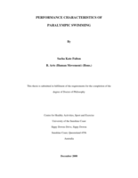 Performance characteristics of Paralympic swimming