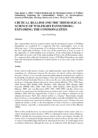Critical Realism and the Theological Science of Wolfhart Pannenberg: Exploring the Commonalities