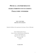 Physical and Performance Characteristics of Successful Paralympic Swimmers