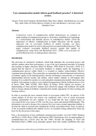 Can communication models inform good feedback practice? A historical review