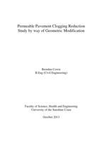 Permeable Pavement Clogging Reduction Study by way of Geometric Modification