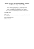 Putative Functions and Functional Efficiency of Ordered Cuticular Nanoarrays on Insect Wings